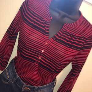 Red and White Striped Blouse